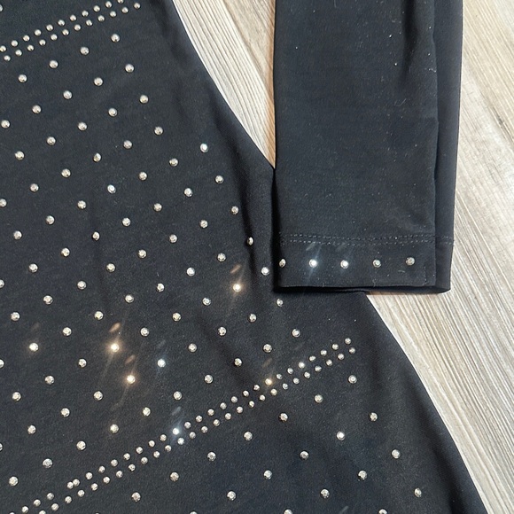 EUC Cache Blong Black Silver Studded Long Sleeve Top, M - Picture 8 of 10